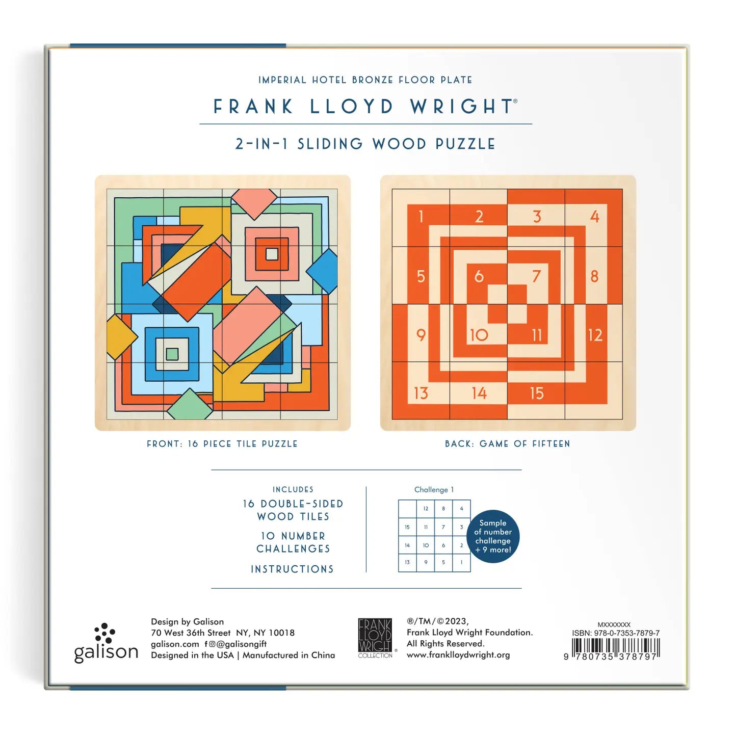 frank lloyd wright imperial hotel 2-in-1 sliding wood puzzle