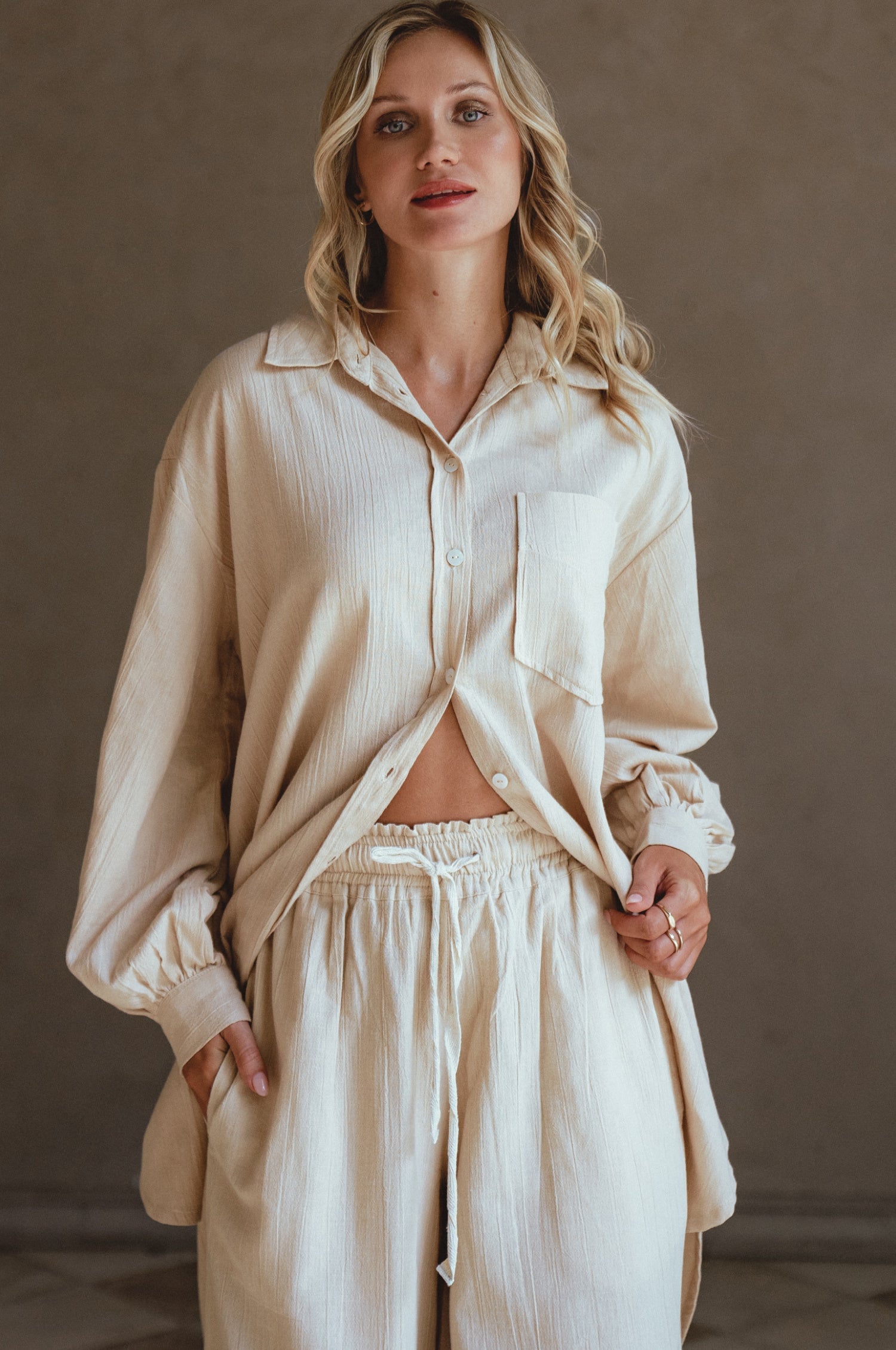 Calin Wide Leg Linen Pants by ELF