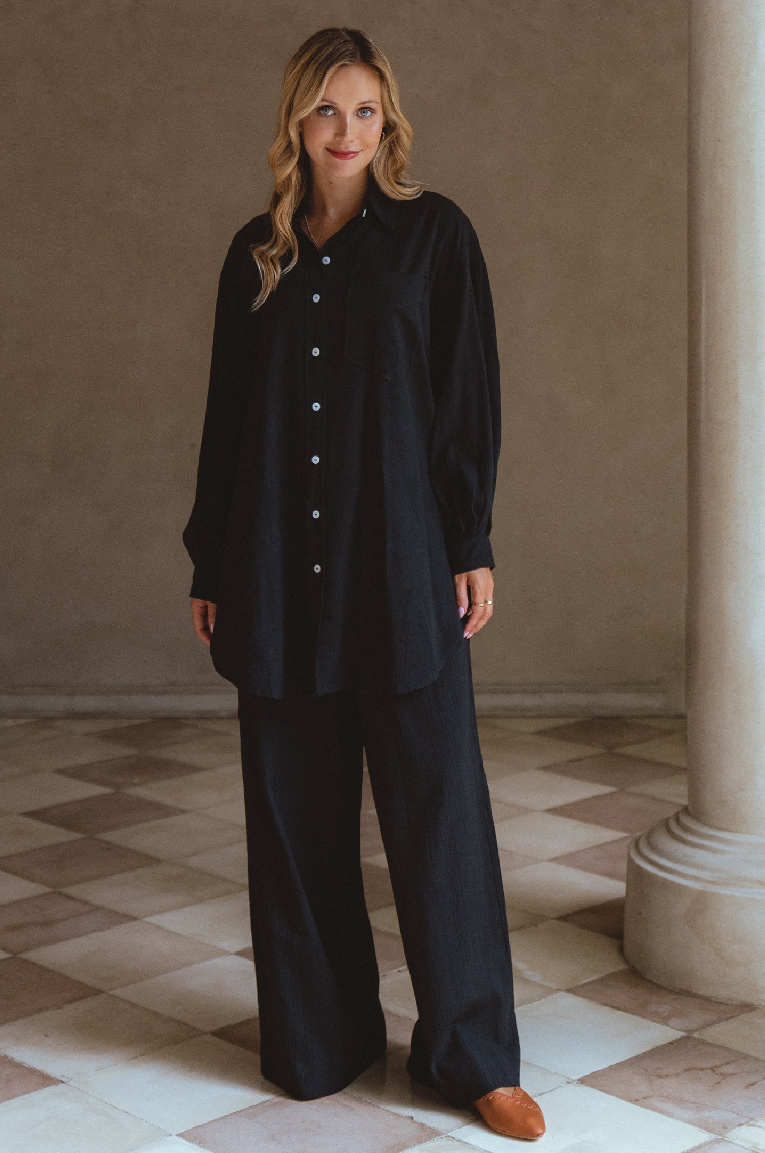 Calin Wide Leg Linen Pants by ELF