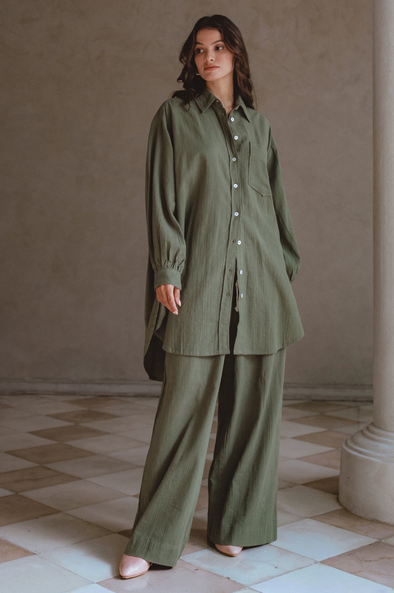 Calin Wide Leg Linen Pants by ELF