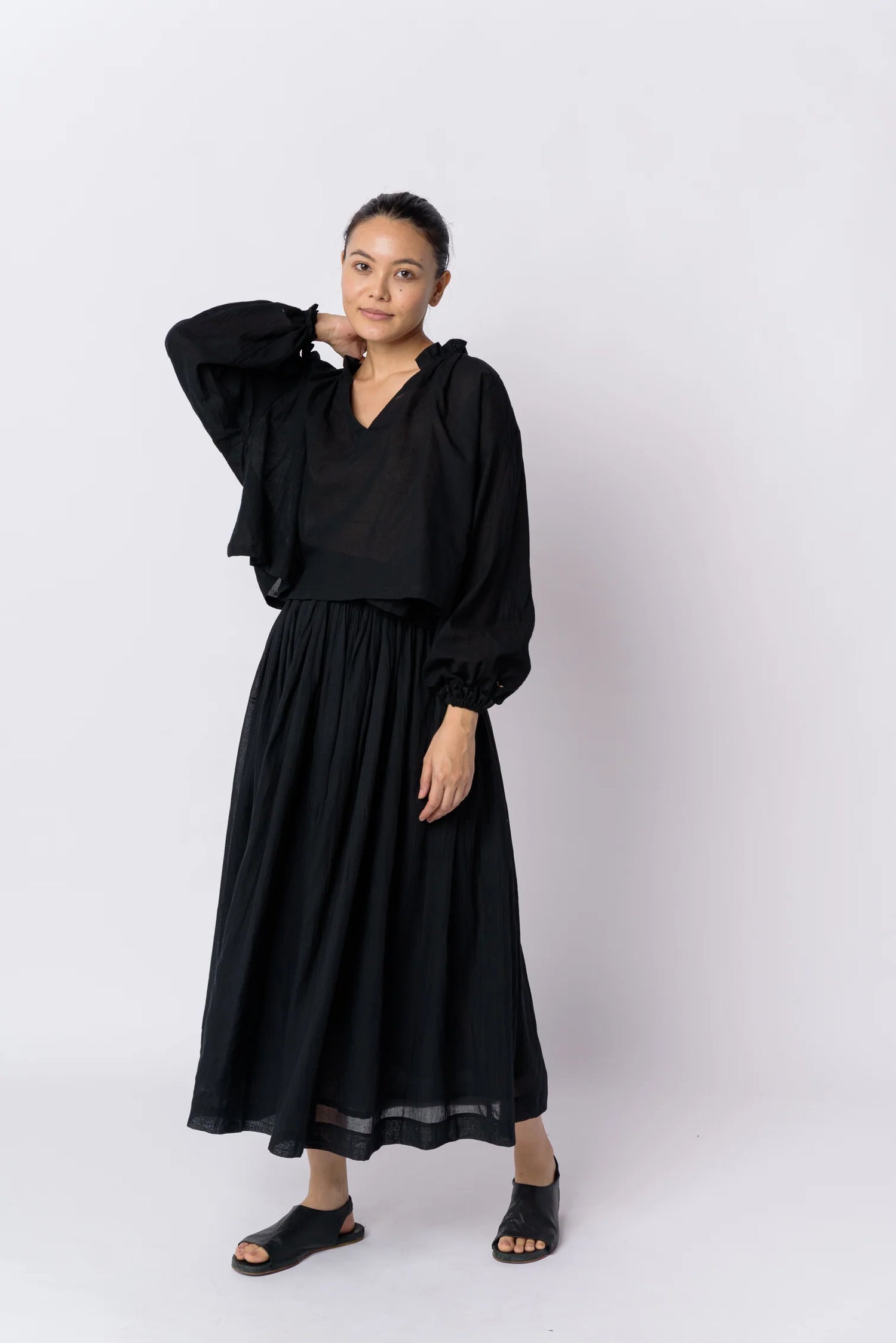 classic black pull-on skirt