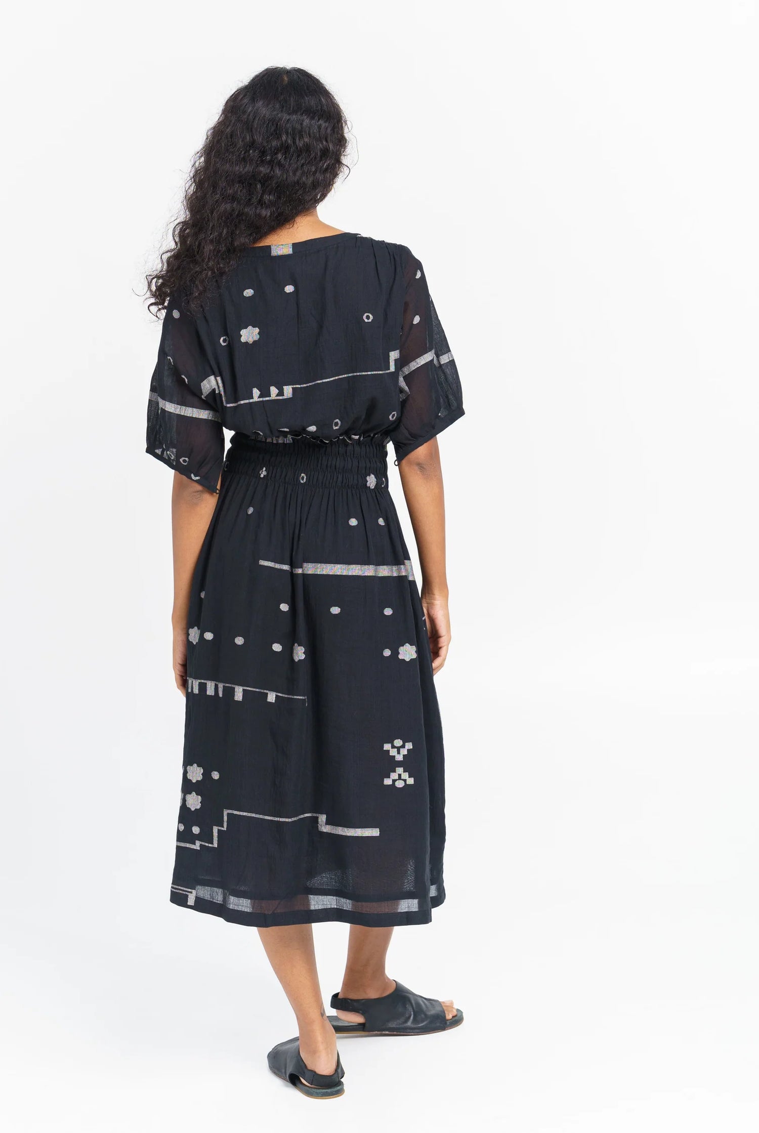 elasticated waist midi dress