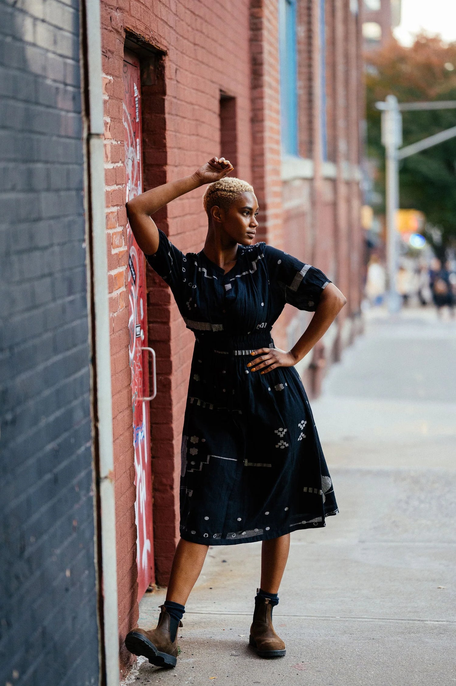 elasticated waist midi dress