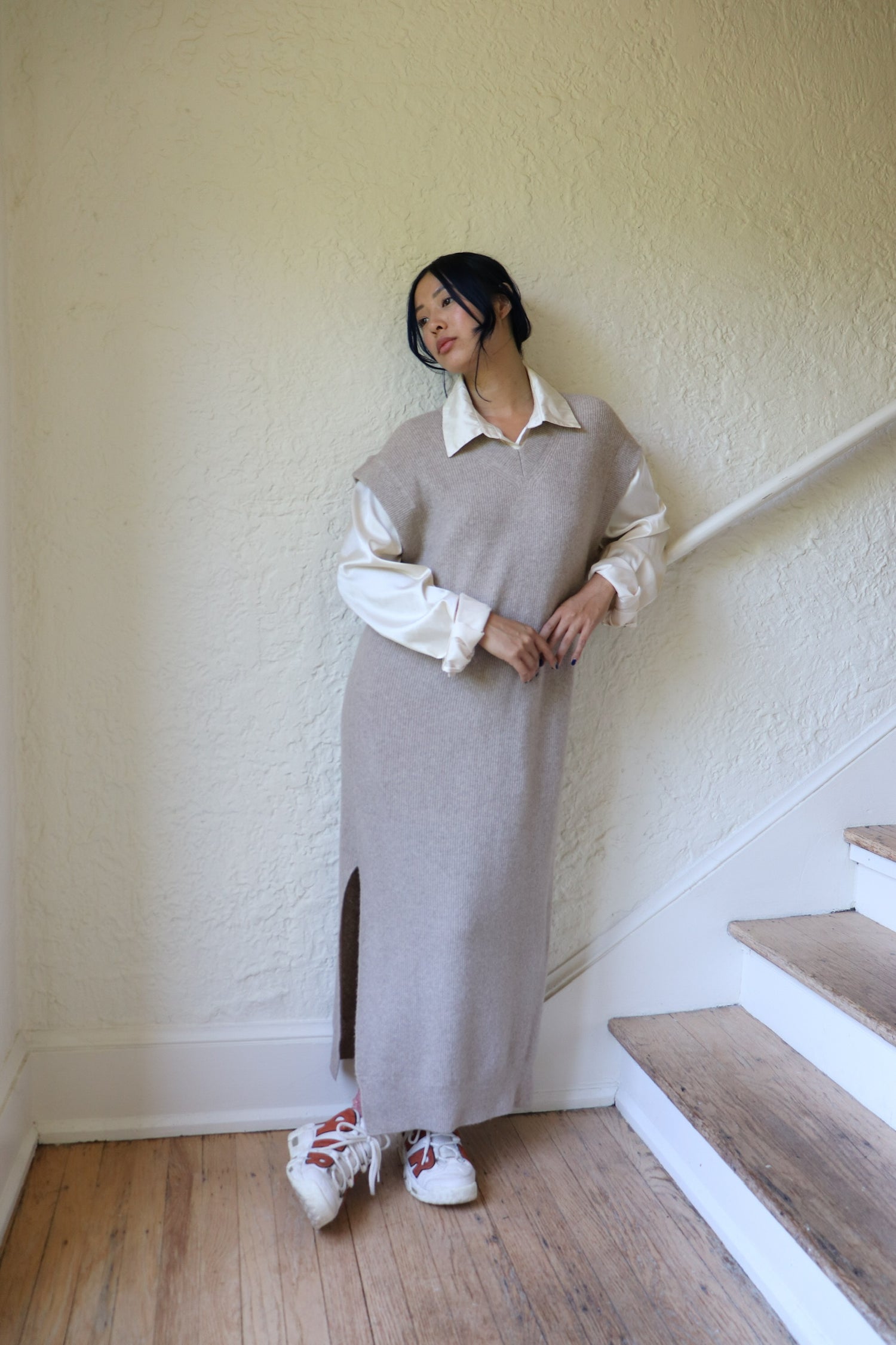 slit vest knit dress
