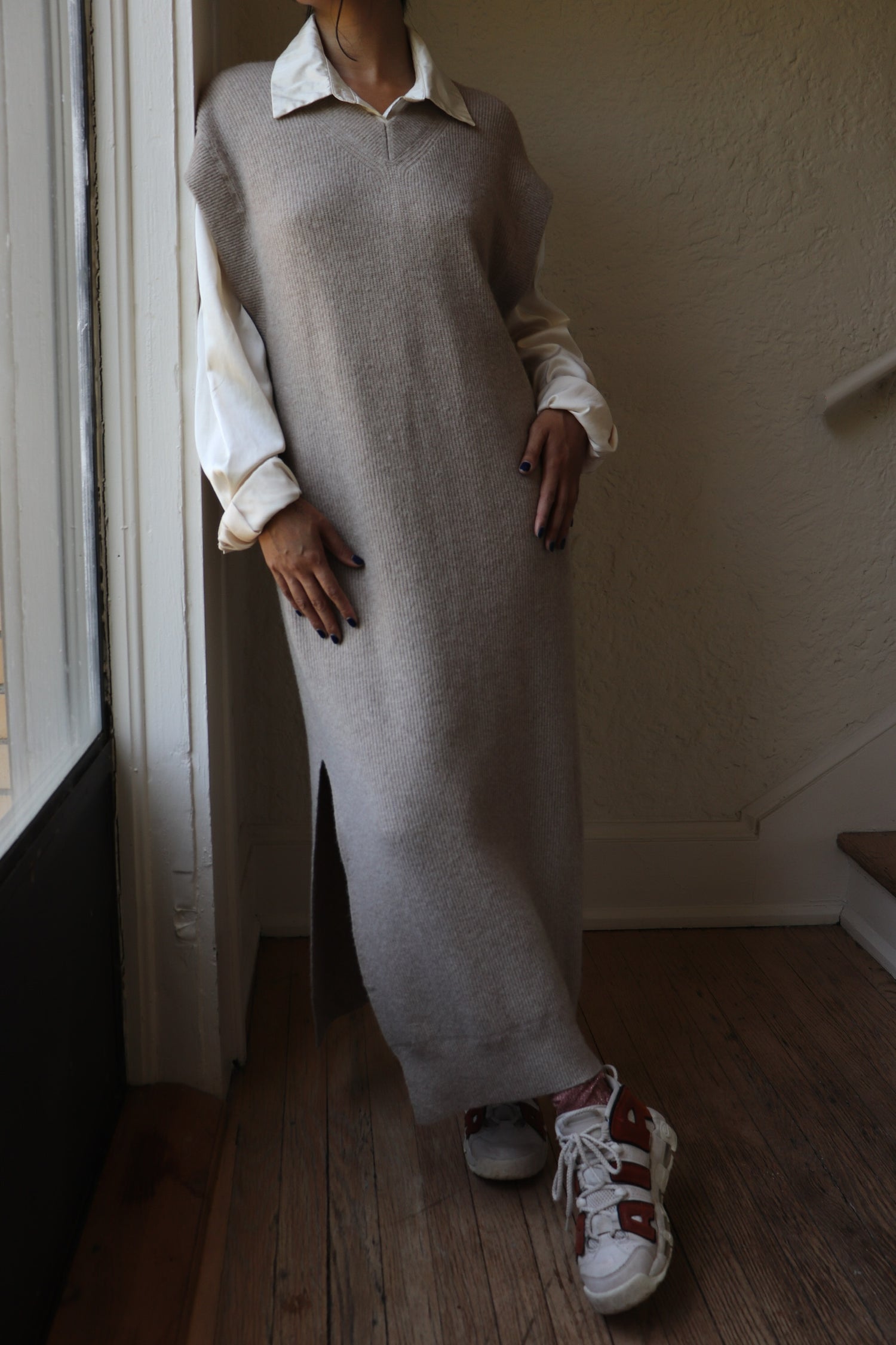 slit vest knit dress