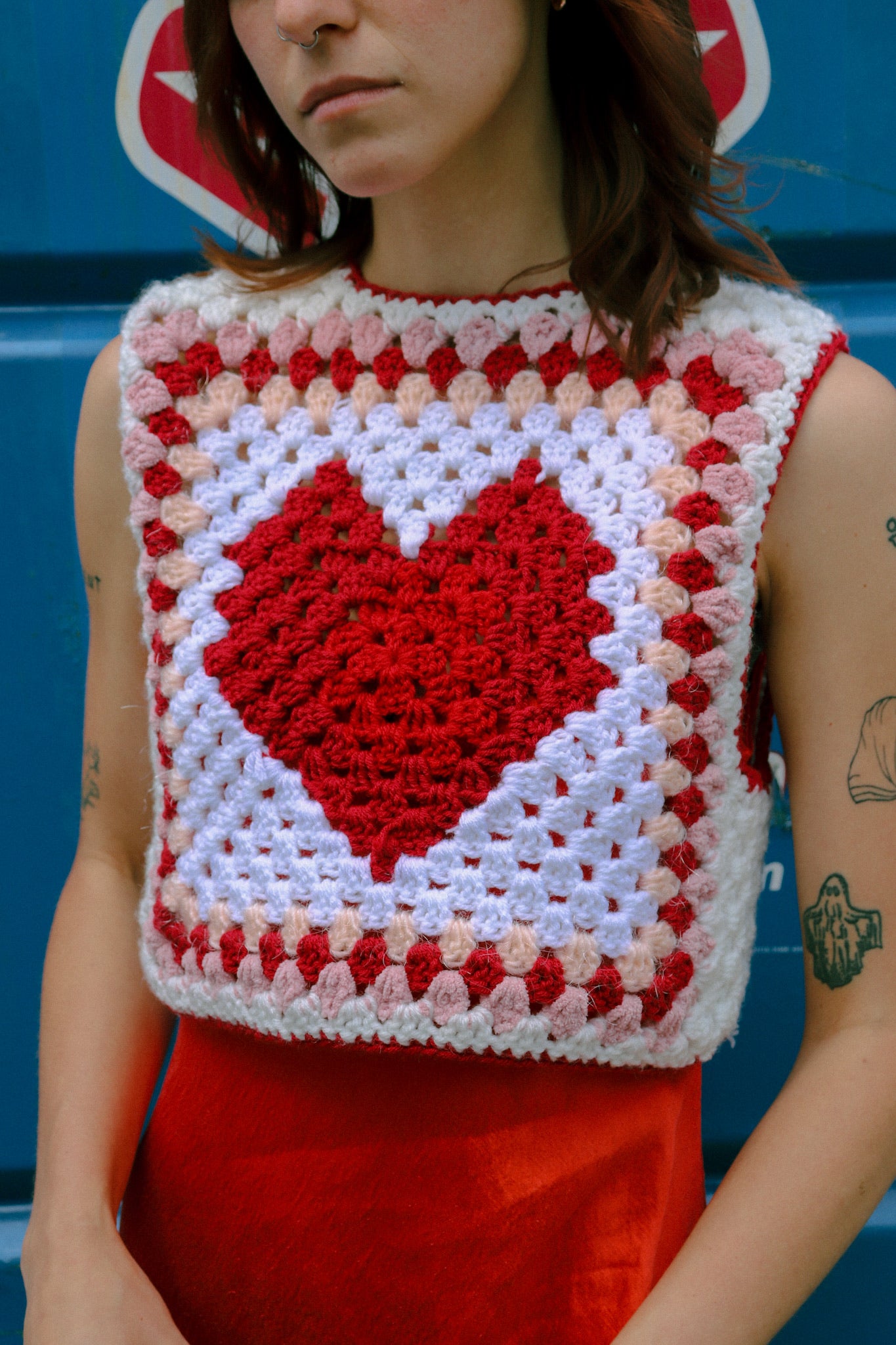 sweetheart granny square vest