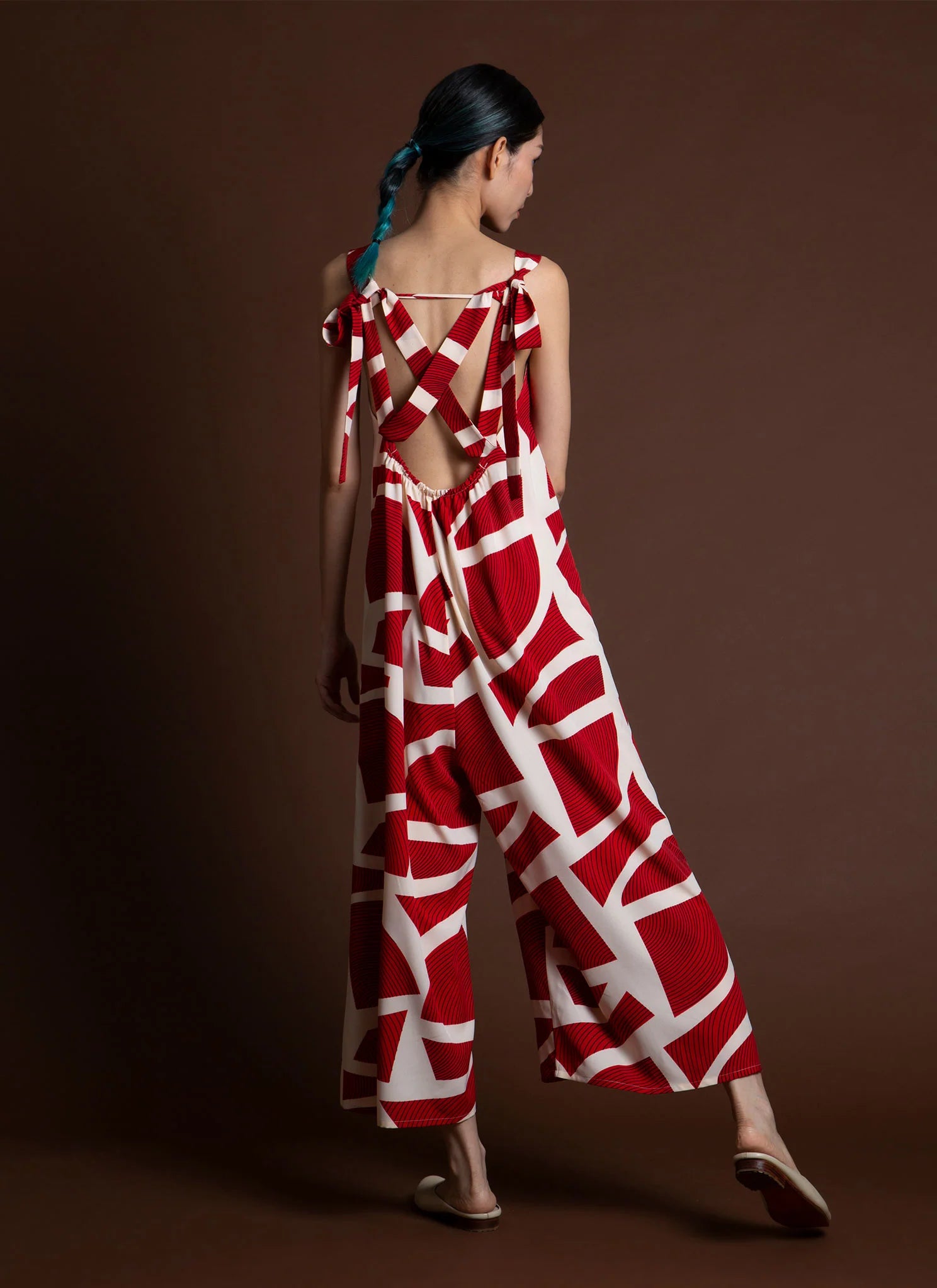 water jasmine sleeveless low back tie onesie