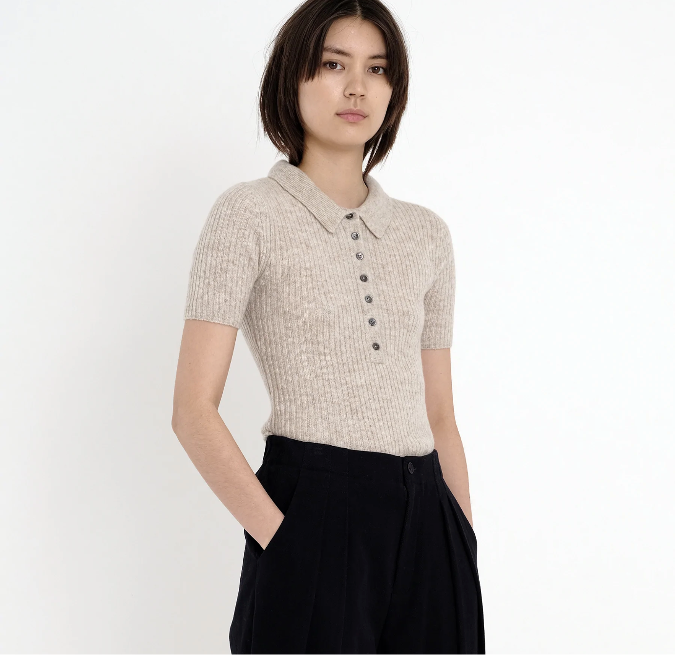 molly collared short sleeves top