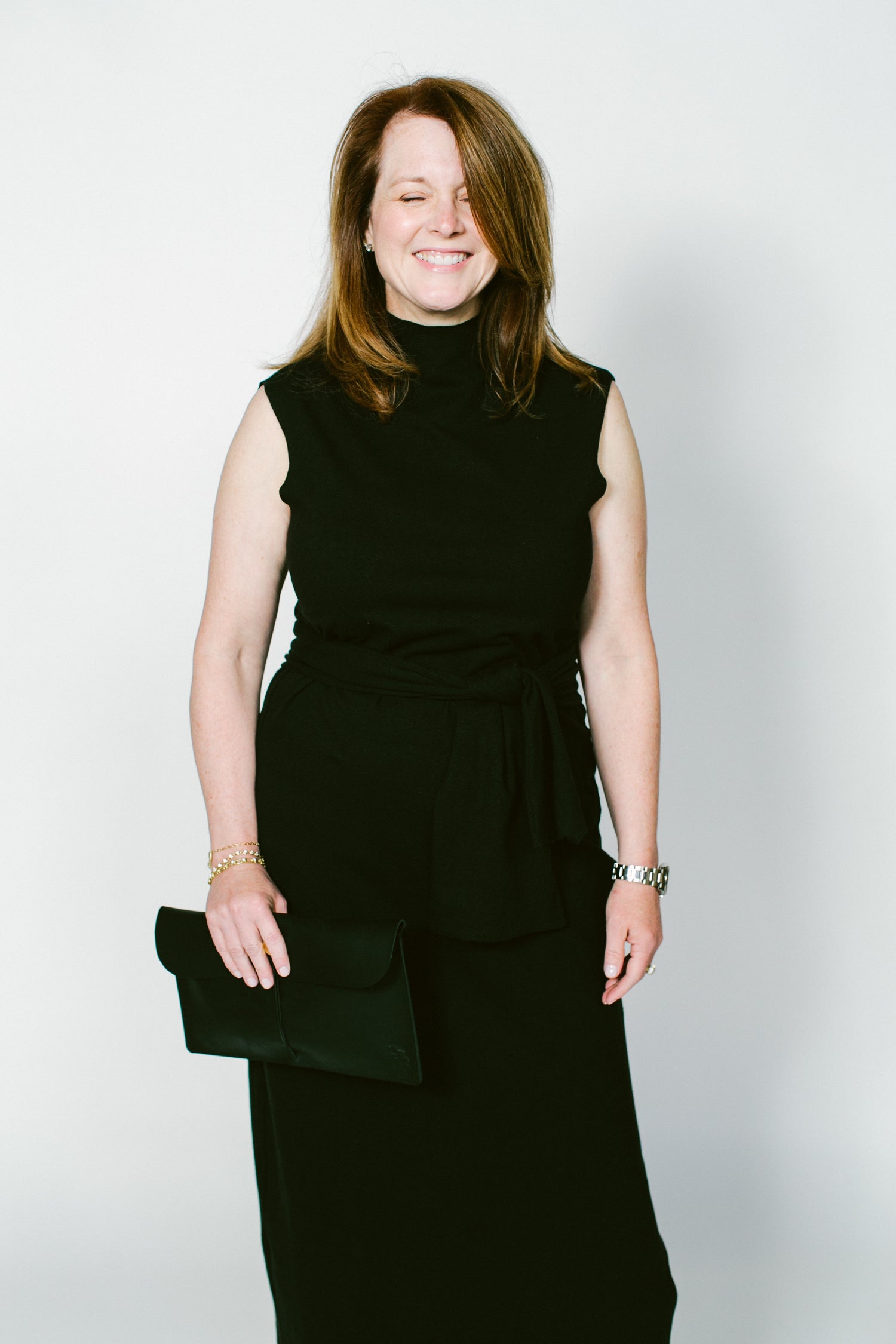 black cotton hemp column dress
